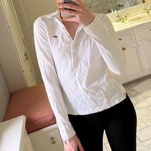 Lacoste white long sleeve polo shirt